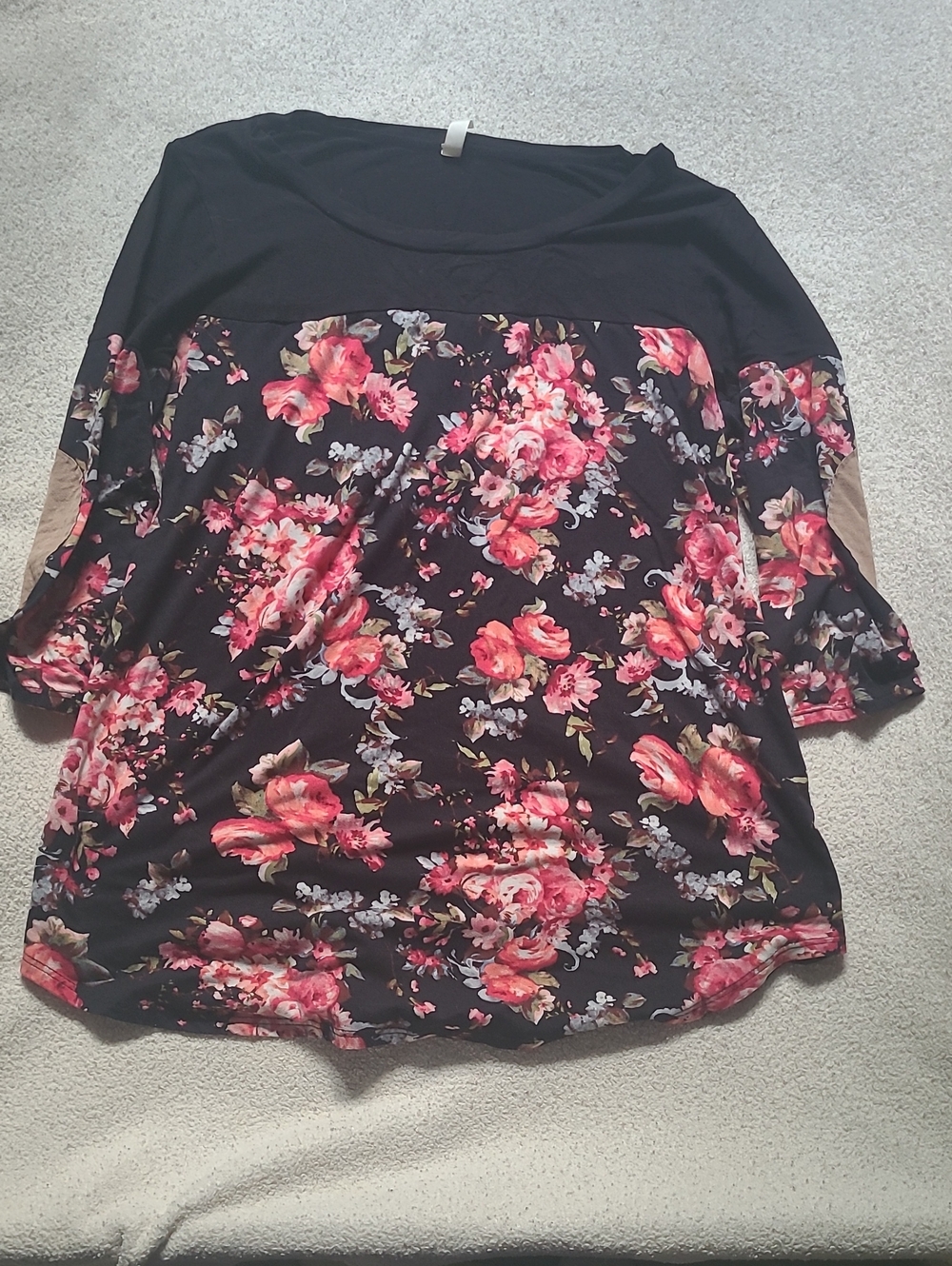 Floral Black & Coral Women's Top
